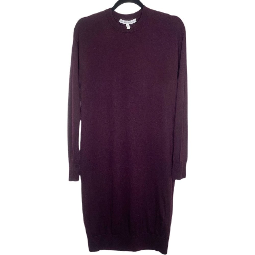 & Other Stories 100% Wool Long-Sleeve Sweater Mini Dress in Burgundy | Size S